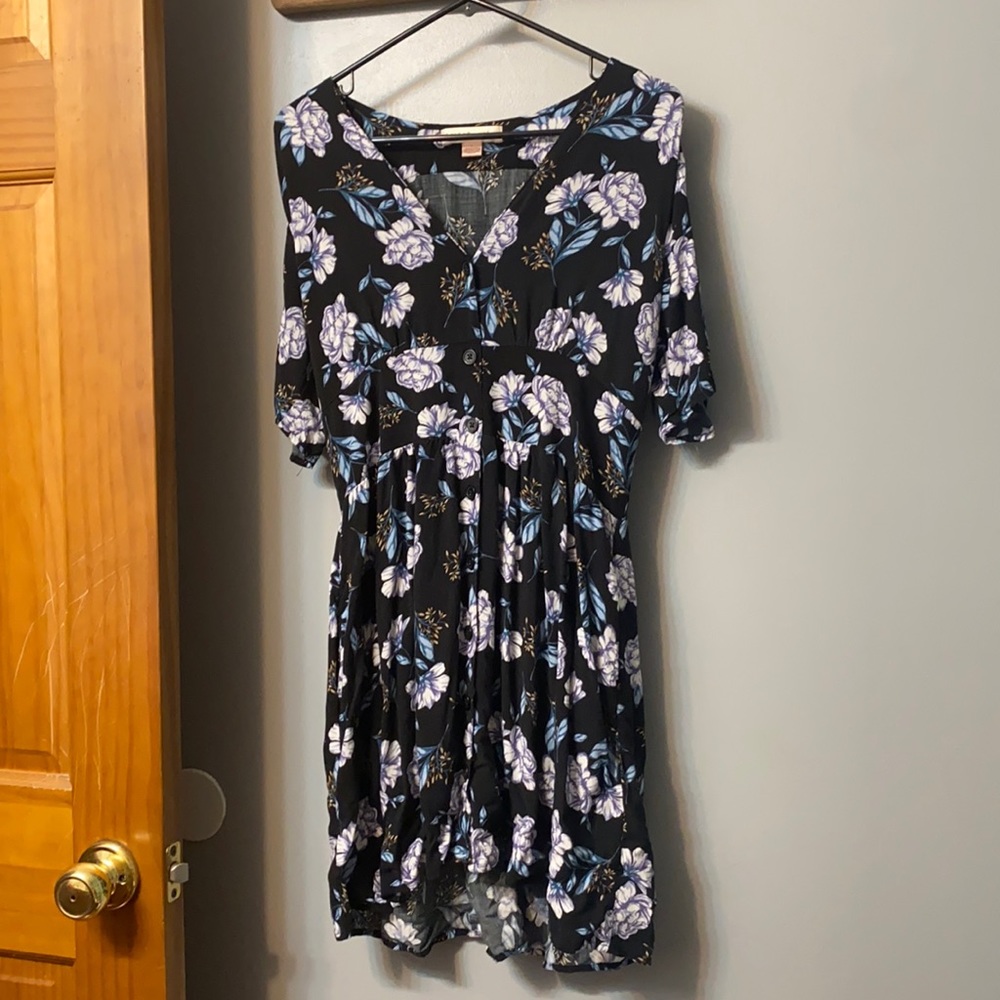 band of gypsies black floral mini dress